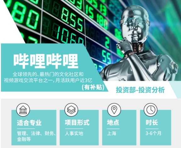 國內(nèi)最大彈幕視頻網(wǎng)站招募啦！B站投資分析實(shí)習(xí)生速來投遞