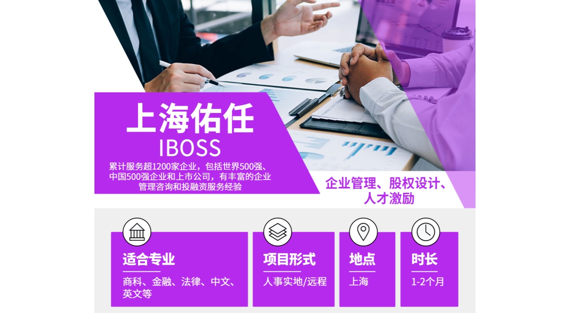 上海佑任高端人事實地項目上線，三大崗位任你挑