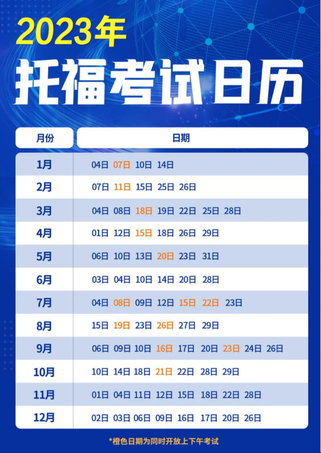 托福考試時(shí)間安排
