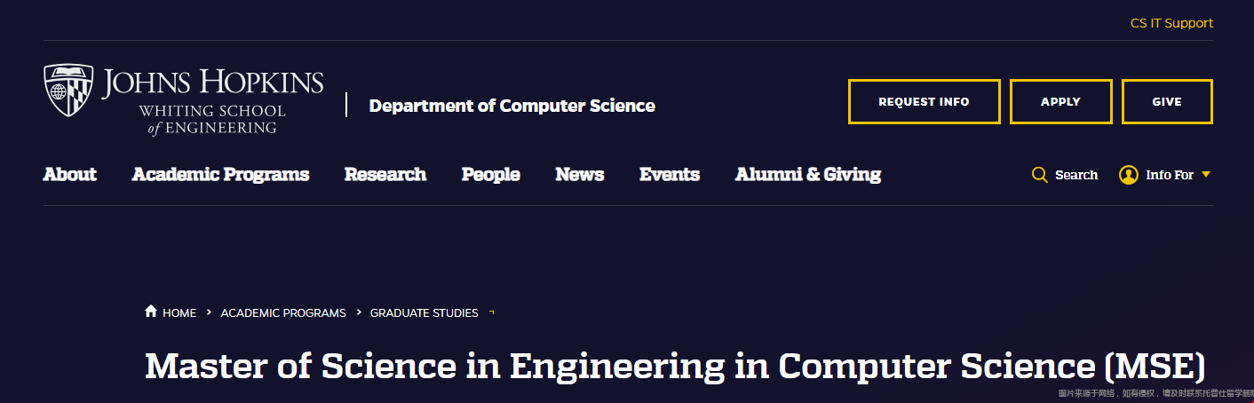 約翰霍普金斯大學計算機科學碩士